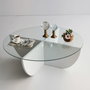 Hanah Home Lily - Mesa de centro blanca con cristal templado